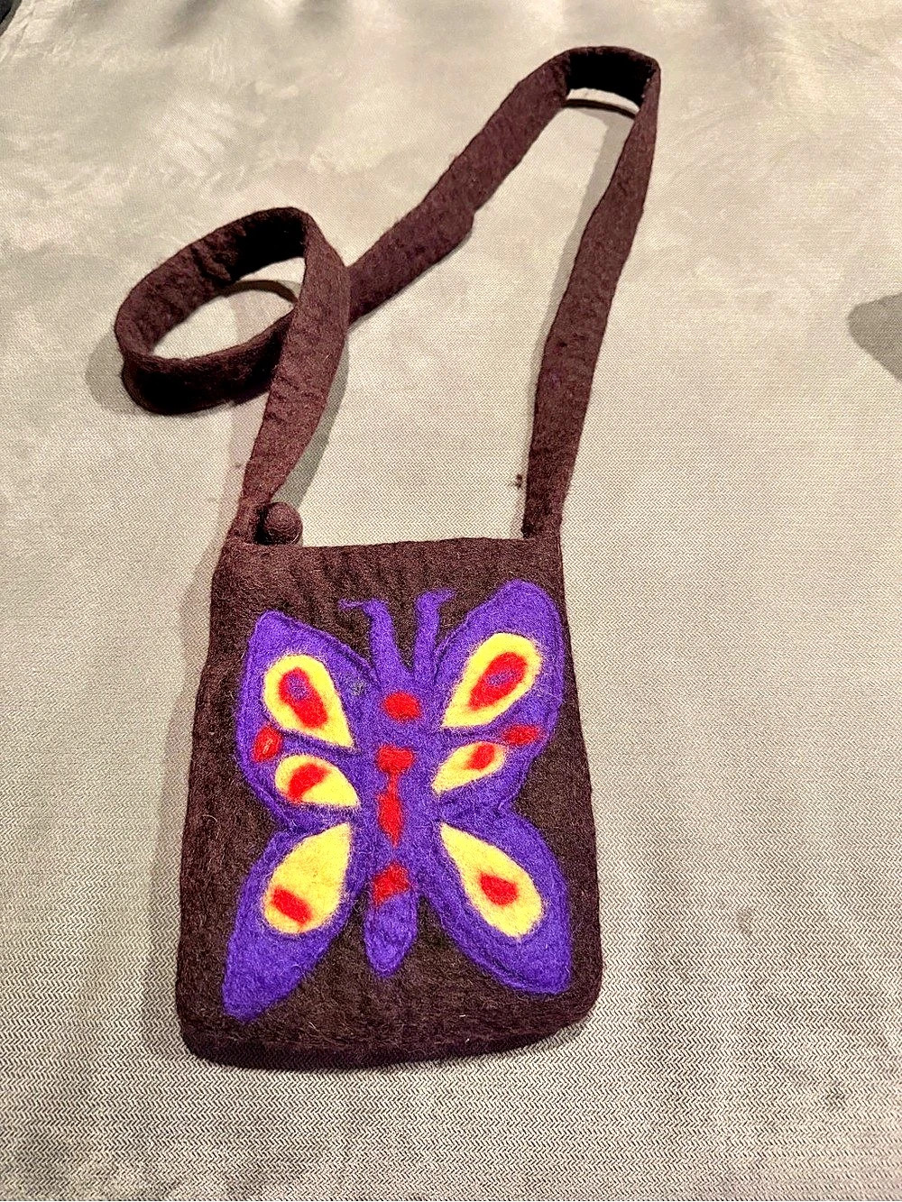 Crossbody Bag in Brown & Purple handmade in Nepal